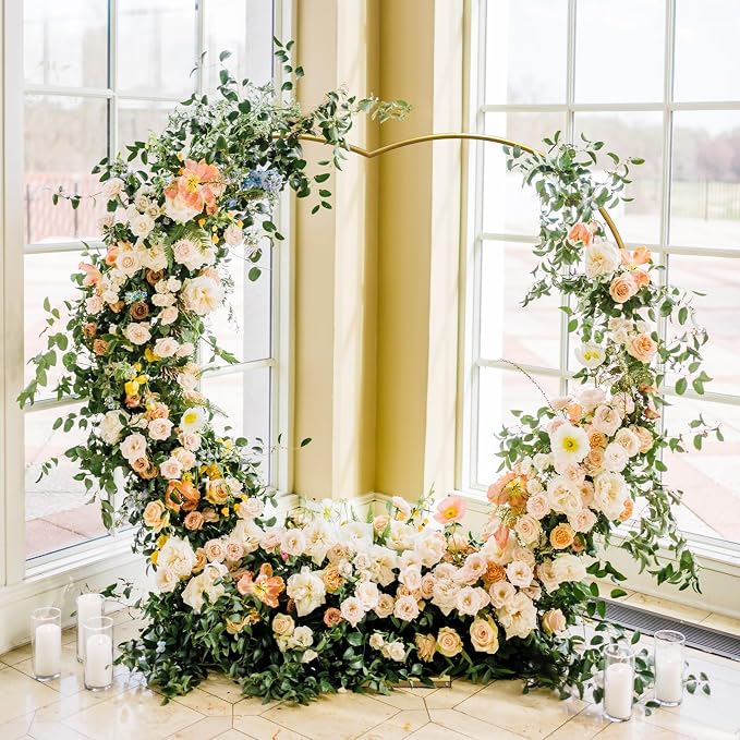 Metal Balloon Arch Kit, Love Balloon Column Arch Frame, Wedding Heart Arch Stand – Supplies for Wedding, Bridal, Valentine's Day, Engagement and Birthday Party(White) (6.7 FT Gold Heart Shape)