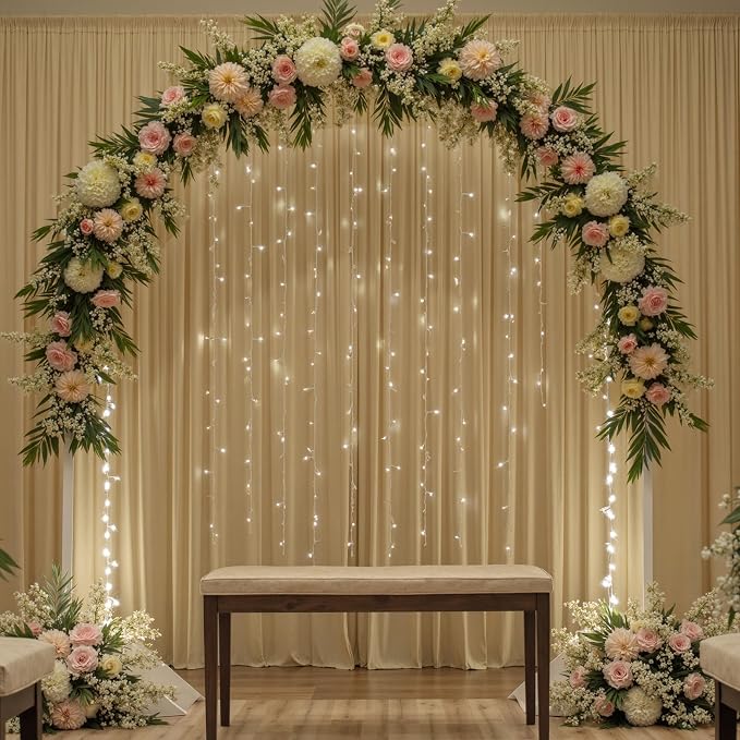 20ftx14ft Beige Backdrop Curtains for Wedding-Wrinkle Free Backdrops Curtain Drapes Fabric Decorations Photo Back Drop Cloth for Baby Shower Photography Stage Reception 4Panels 14ft(H) x 5ft(W)