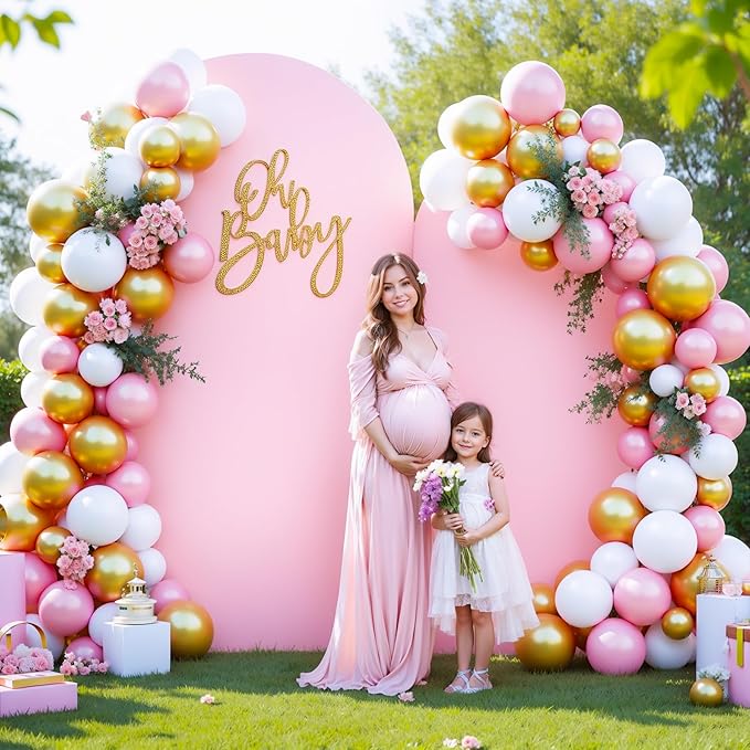 Pink and Blue Arch Cover 2 Set- 7.2 and 6ft Gender Reveal Arch Backdrop Cover Spandex Arch Stand Covers for Baby Shower Boys or Girls Birthday Party Banquet Photo Background Decorations