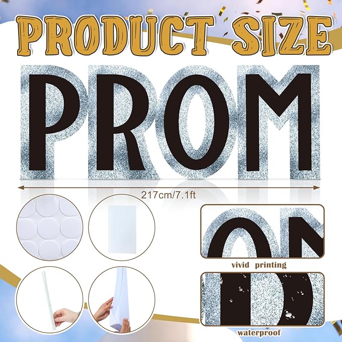 Thyle 7.1 ft Graduation Prom Letters Cardboard Cutout Stand-up Graduation Party Decoration Life-Size Sparkling Nights Backdrop Photo Props Standup for Prom Theme Nights Awards Dance Supplies