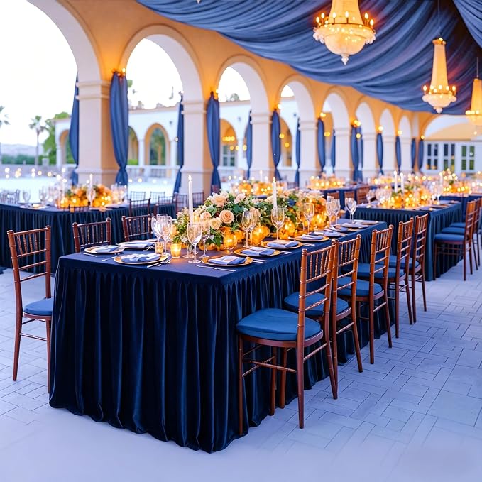 Wish Care 6 Pack Navy Blue Rectangle Table Clothes for 6 Foot Tables, Polyester Fitted Tablecloths 6ft Stretch Table Cover for Wedding, Birthday, Parties, Trade Show, Craft Show
