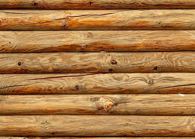 BELECO 17x10ft Fabric Brown Wooden Log Backdrop Rustic House Cabin Log Wall Round Timber Texture Wood Background for Party Decorations Photoshoot Studio Props