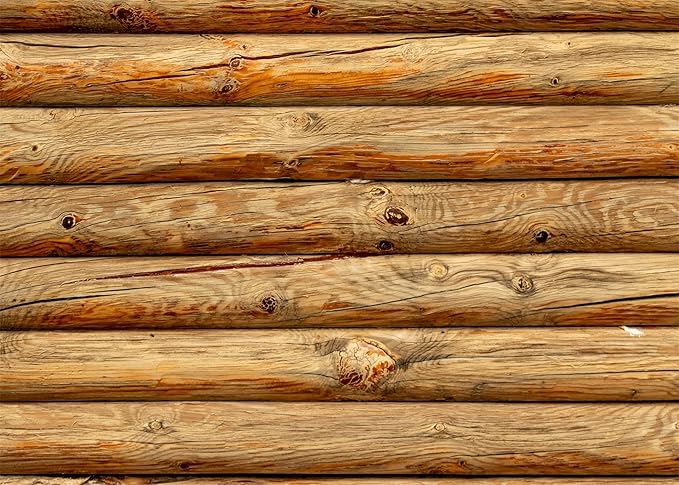BELECO 10x8ft Fabric Brown Wooden Log Backdrop Rustic House Cabin Log Wall Round Timber Texture Wood Background for Party Decorations Photoshoot Studio Props