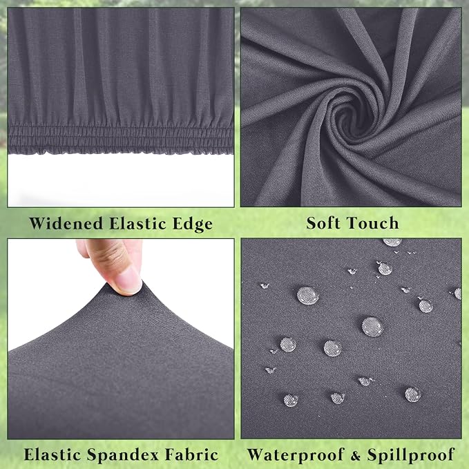 6 Pack Picnic Table Cover Outdoor Elastic Fitted Tablecloths for 6 Foot Rectangle Table Waterproof Stretch Washable Patio Folding Spandex Tablecloth for Camping Banquet Parties (Light Grey,30" x 72")