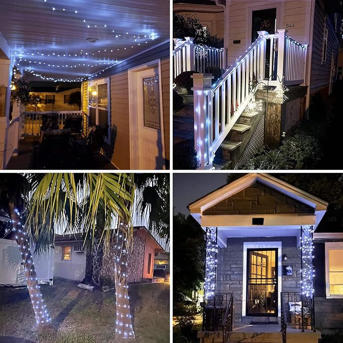 JMEXSUSS 2 Pack Fairy Lights Battery Operated, Total 400 LED 132ft Outdoor Fairy String Lights with Remote, 8 Modes Copper Wire Twinkle Lights for Bedroom Tree Wall Patio Outside Decor, White