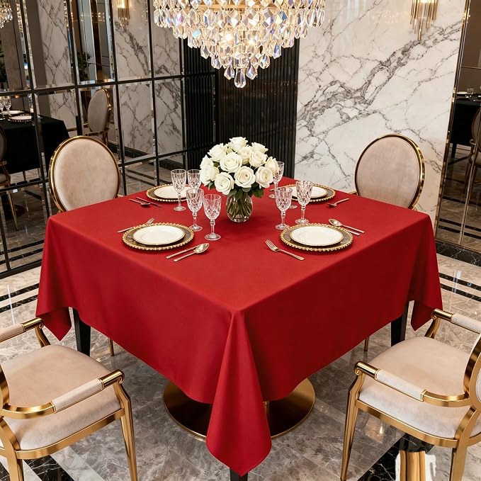 8 Pack Red Square Tablecloth 54x54 Inch Table Cloth for Square Tables, Wrinkle Resistant Washable Polyester Fabric for Dining Banquet Wedding Party