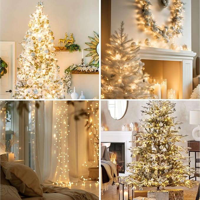 Fairy Lights Plug in,Dailyart 3000 Led Cluster Lights with Timer 195Ft Waterproof Warm Twinkle String Light with Remote for Bedroom Wreath Garland Window Wedding Christmas Tree Decoration,Sliver Wire