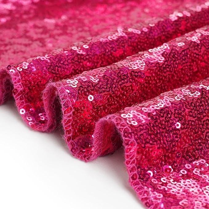 Eternal Beauty Hot Pink Sequin Backdrop, 6x8 Ft Glitter Background Curtains for Mother's Day Shimmer Photography Party Wedding Birthday Back Drop Decor