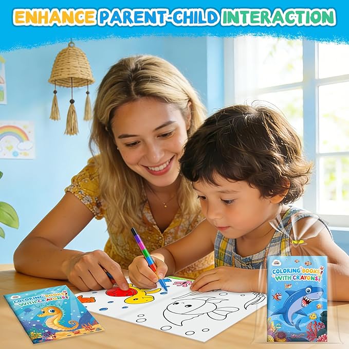 ZMLM 24 Pack Ocean Coloring Books for Kids with Crayons,Party Favors for Kids 4-8, Goodie Bags Stuffers for Toddlers, Classroom Prizes Birthday Return Gifts (Ocean)