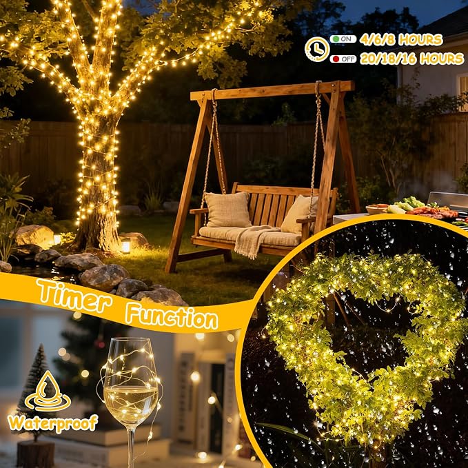 500LED Fairy Lights Twinkle String Light Plug in, 164ft Bendable Silver Copper Wire Firefly Lights, 12Modes with Timer Remote, Warm White Decor for Indoor Outdoor Room Wedding Party Christmas