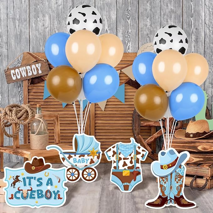 6 Sets Cowboy Baby Shower Balloon Stand Kit for Table My First Rodeo Balloon Stand Kit Western Themed Centerpiece Decorations for Cowboy Birthday Baby Shower Topper Party Supplies