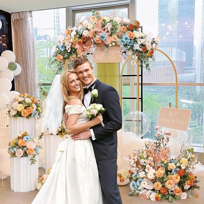Metal Arch Backdrop Stand Set of 2 (7.2FT/6FT), Wedding Arch Stand Gold Backdrop Arch Stand, Wedding Arch Frame for Ceremony, Birthday Party, Baby Shower, Garden Arch Decoration