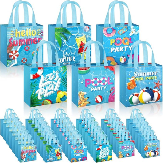 Sweetude 40 Pcs Hello Summer Gift Party Favor Bags with Handle, Non Woven Goodie Bags Birthday Favor for Birthday Baby Shower Packaging Supplies