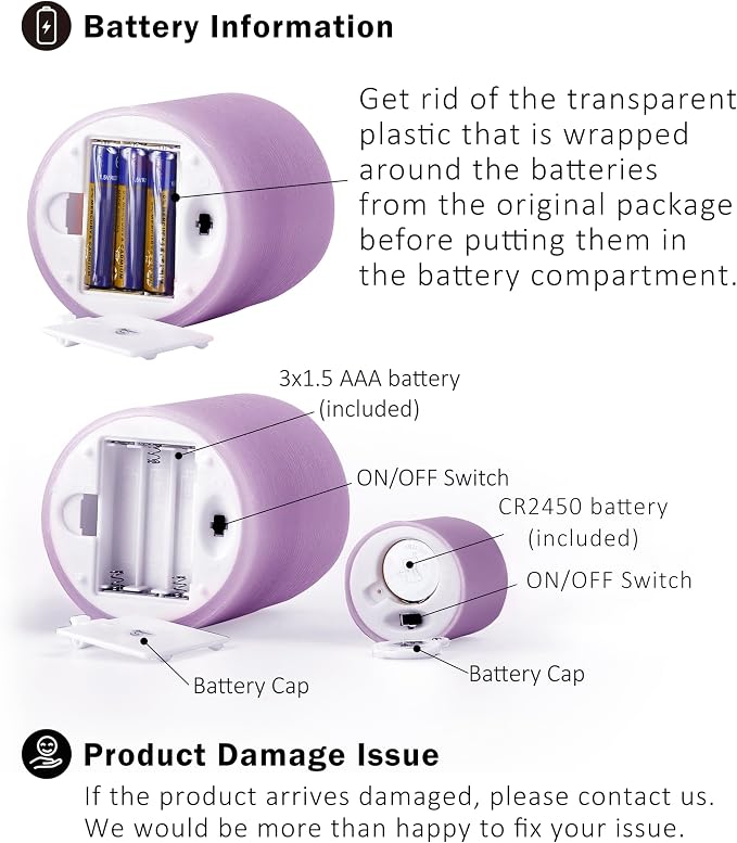 FURORA LIGHTING Purple Flameless Candles, 8-Pack Set with Remote & Timer | Includes 4 pillars and 4 votives. Creates a calming, rich purple mood glow perfect for meditation and bohemian home decor.