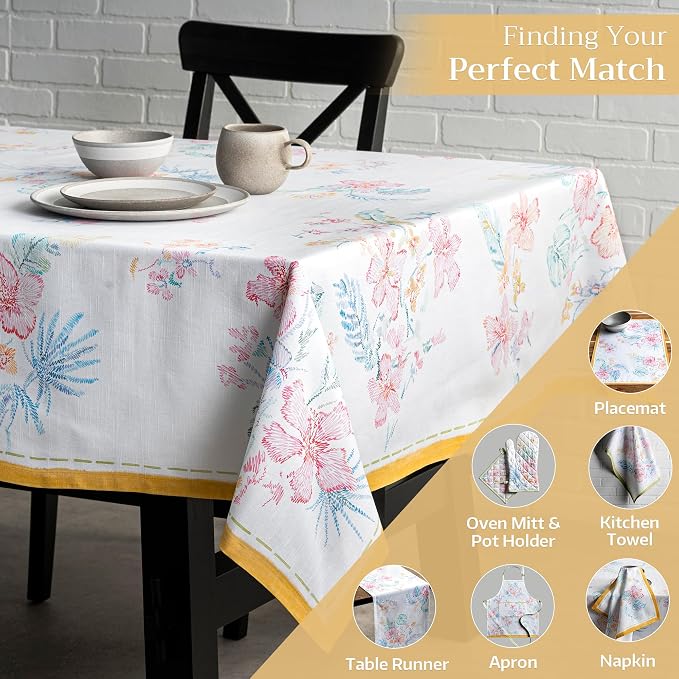 Maison d' Hermine Table Cloth Rectangle Table 100% Cotton 54 x 72 Inches Tablecloth Reusable Decorative for Dining Kitchen Room Farmhouse Party Home Hotel Restaurant Spring Summer - Paradise Island