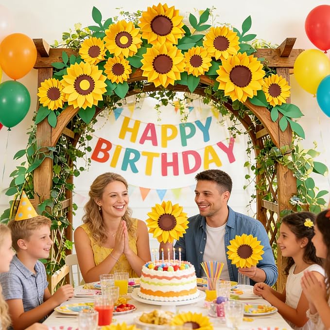 SUNBEAUTY Sunflower Paper Flower Decorations for Wall Giant Artificial Sunflowers Classroom Decor Spring Summer Bulletin Board Decoration Large 3D Paper Flowers Wall Decor for Wedding Baby Shower