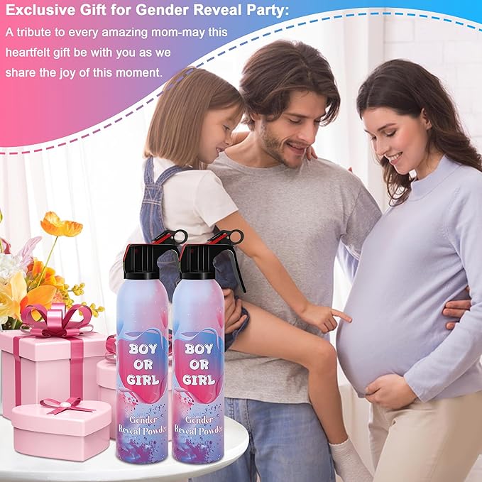 Large Gender Reveal Smoke Bombs 2 Packs, Pink & Blue Biodegradable Powder Spray for Baby Boy or Girl Reveal, Long-Lasting 10ft Smoke Effect, Unique Gender Reveal Ideas & Party Decorations