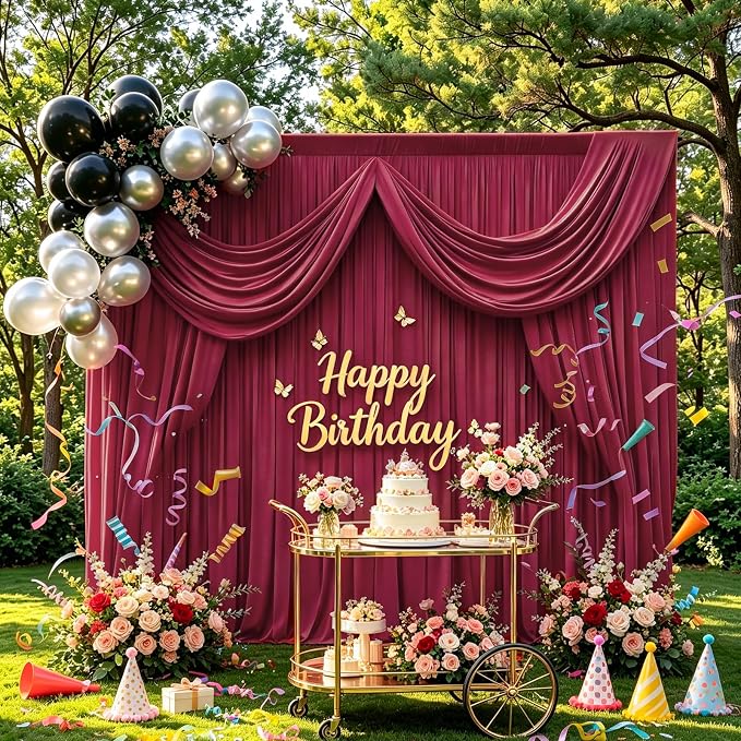 Gallety Red Backdrop Curtain for Wedding, Polyester Photo Backdrop Drapes - 40FT x 10FT Cloth Backdrop Curtain for Celebration,Stage, Social Events, Graduation,Engagement Party Decorations