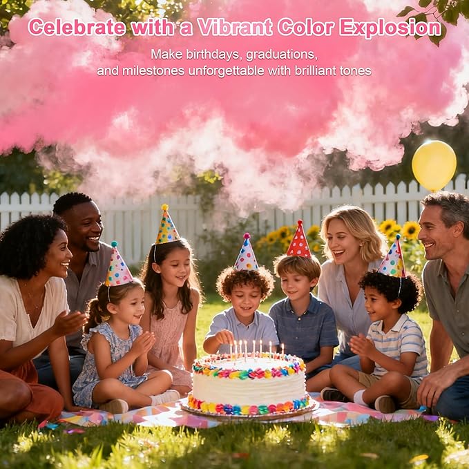 2 Pack Gender Reveal Smoke Bombs – Pink Color Smoke Blasters for Baby Girl Shower, Outdoor Reveal Parties, Long-Lasting Color Smoke Effect for Photos & Videos