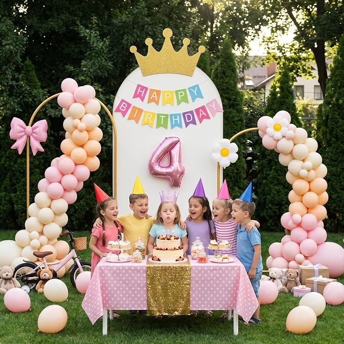 Metal Arch Backdrop Stand 3 Set (7.2FT+6.6FT+6FT), Gold Wedding Arch Frame, Balloon Arch Stand for Baby Shower, Wedding, Birthday, Ceremony, Party Decor