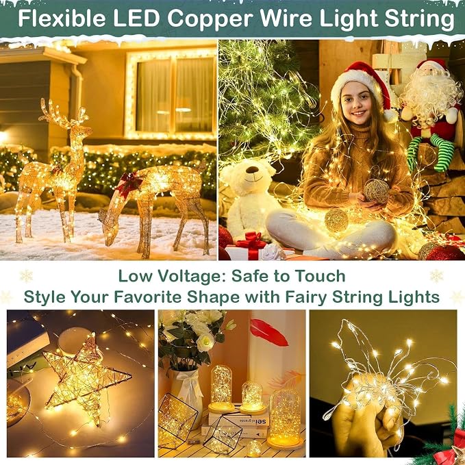 165Ft Ultra Long 500 LEDs String Lights Plug in, with Switch/Timer, Waterproof Dimmable Copper String Lights for Home/Holiday Decor, 8 Modes Fairy Lights with Remote, Warm White UL Listed