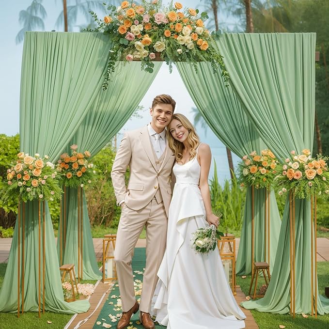 40x10ft Sage Green Backdrop Curtain for Wedding Parties Wrinkle Free Fabric Sage Green Drapes Backdrop Decoration for Baby Shower Birthday Photography Decoration 8 Panels, 5ft x 10ft