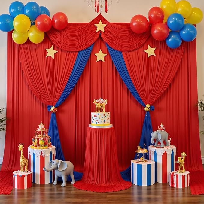 10x10ft Wrinkle Free Red Backdrop Curtains for Parties, 2 Panels 5x10ft Silky Polyester Photo Backdrop Drapes Back Drop Cloth Drapery for Wedding Birthday Photography Background Decor