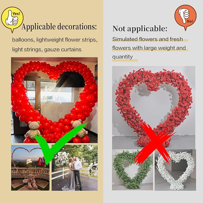 Metal Balloon Arch Kit, Love Balloon Column Arch Frame, Wedding Heart Arch Stand – Supplies for Wedding, Bridal, Valentine's Day, Engagement and Birthday Party(White) (6.7 FT Gold Heart Shape)