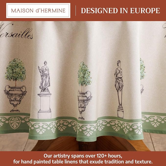Maison d' Hermine Table Cloth Round Table 100% Cotton 63 Round Inches Tablecloth Reusable Decorative for Dining Kitchen Room Farmhouse Party Home Hotel Restaurant Spring Summer - Jardin Du Roy