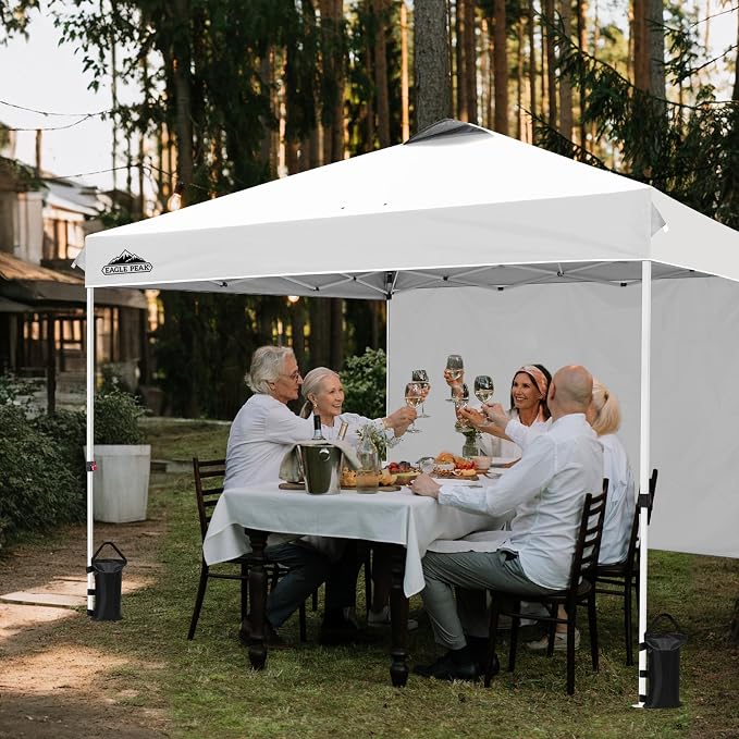 EAGLE PEAK Commercial Canopy 12x12 Pop Up Canopy Tent with 1 Sidewall, Easy Setup Heavy Duty Instant Event Shelter for Vendors & Markets, Outdoor Sun Shade, White