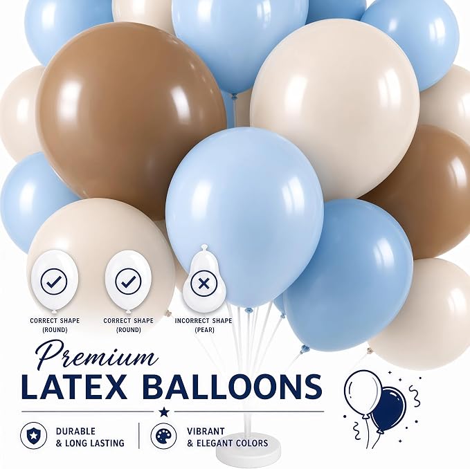Balloon Column Stand Kit Set of 2 Included-Retro Ice Mist Macaron Balloon Sticks with Base&Pole,Backdrop Decoration for Metallic Chrome Wedding, Baby Shower,Birthday,Anniversary Party（denim brown）