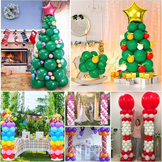 2 Sets Balloon Column Stand and Balloon Pump, Adjustable Metal 9 Feet Balloon Stands for Floor, Balloon Column kit for Baby Shower Graduation Birthday Wedding Party