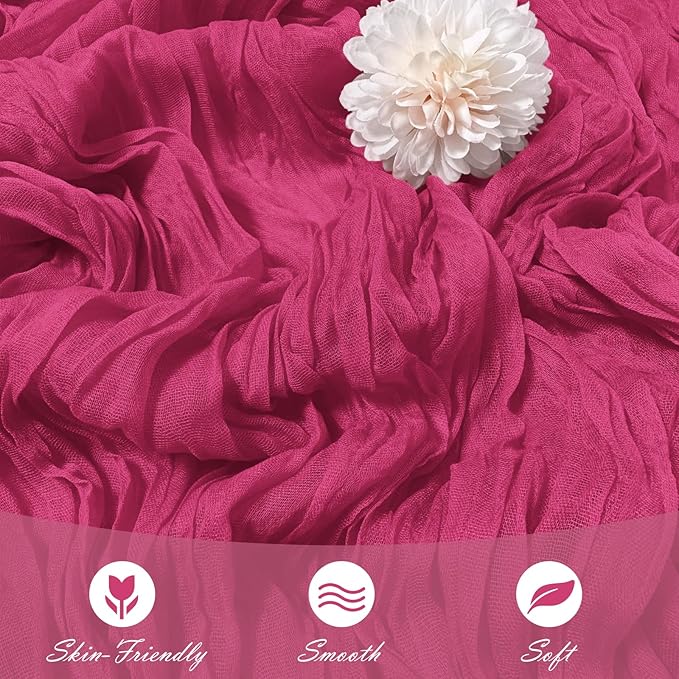 30 Pack Hot Pink Cheesecloth Table Runner 17 x 108 inch Cheese Cloth Table Runners 9ft Pink Table Runner Rustic Romantic Sheer Gauze Runner for Wedding Party Baby Shower Table Decoration