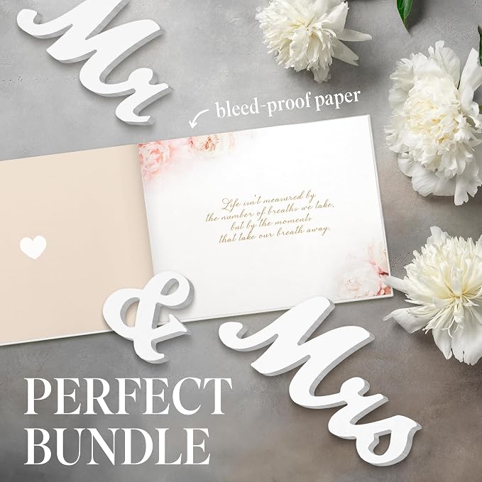 Wedding Guestbook 128 Pages, Guestbook Hardcover, with Additional Letters Mr & Mrs. Guestbooks, Guestbook for Wedding, Guestbook for Wedding, Receptionbooks, Guestbook Wedding Reception.