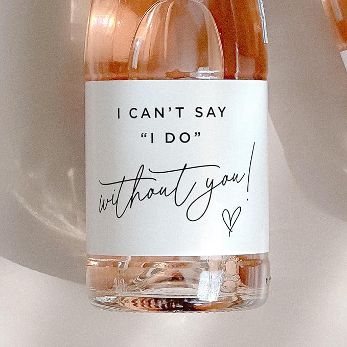 Bridesmaid Proposal Mini Champagne Labels - Set of 10 - Will You Be My Bridesmaid Box Gift Idea