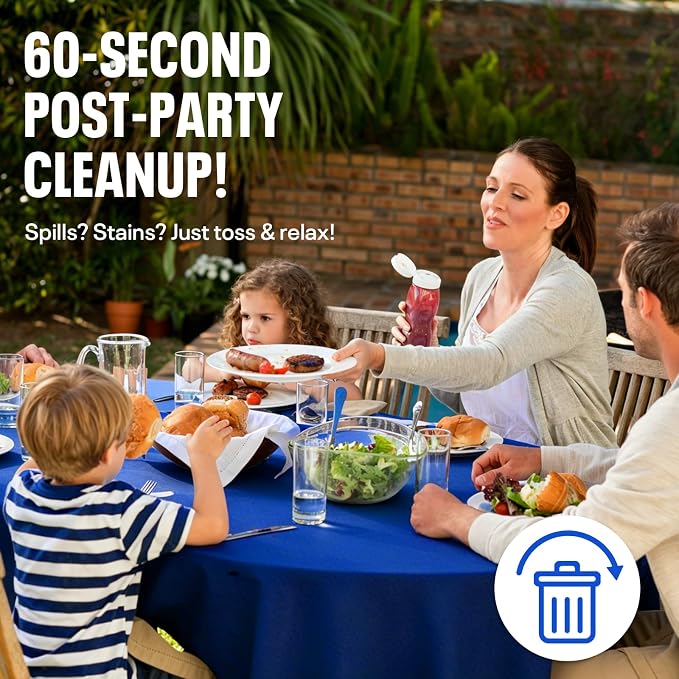 54IN X 600FT Plastic Table Cover Roll, Plastic Table Cloths for Parties, Birthday, Weddings, Banquet,Disposable Tablecloth Roll for All Shape Tables,Party Supplies(Blue, 54 Inch X 600 Feet)