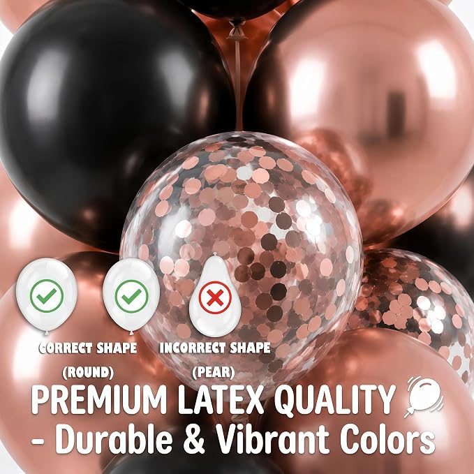 Hiins Balloon Column Kit Set of 2 With Balloons Included - with Base,Pole,Balloon Tower Backdrop Decoration for Wedding, Baby Shower,Birthday Party,Bachelorette Parties (3xRose Night Black)