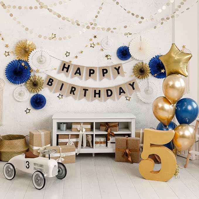 Custom Banner Kit, 28 Burlap Banner with 92 Felt Letters, Make Your Own Diy Customizable Kit for Birthday Wedding Party Decorations