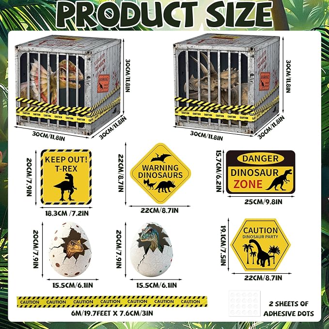 party greeting Dinosaur Birthday Party Decoration Dino Theme Party Boxes Decor Dinosaur Party Favor Boxes Yellow Caution Tape Photo Booth Props for Dino Birthday Baby Shower Wild Animal Party Supplies