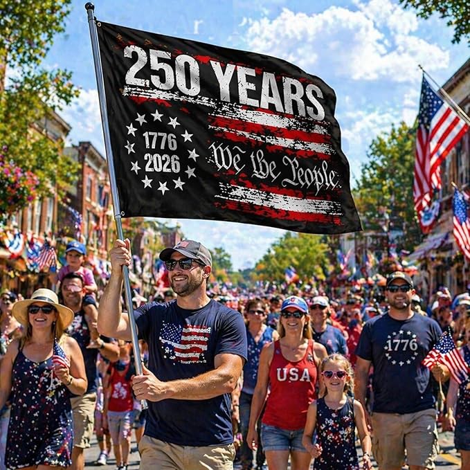 250th Anniversary USA Flag,250 Year American Anniversary Flag,3-Ply Patriotic 4th of July We The People 1776 Yard Flags For Outside 3x5 Ft Double Sided Outdoor