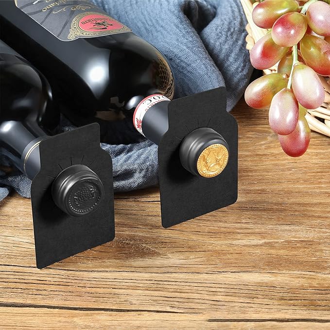 200 Pieces Wine Bottle Tags Paper Cellar Label Reusable Racks Marker Wine Bottle Neck Id Tags Double Sided Bottles Hanging Tag for Seller Bridal Shower Party (Black)