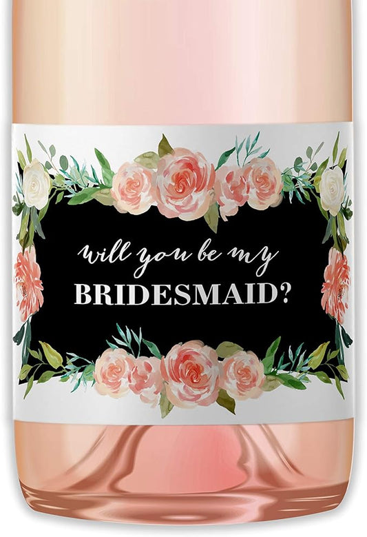 Will You Be My Bridesmaid Mini Champagne Labels ● SET of 10 ● Bridesmaid Proposal, Maid of Honor Ask, Bridal Party Ask, Bridesmaid Wine Stickers, Wedding Favors, 3.5” x 2”, WEATHERPROOF, M616-ASK-10