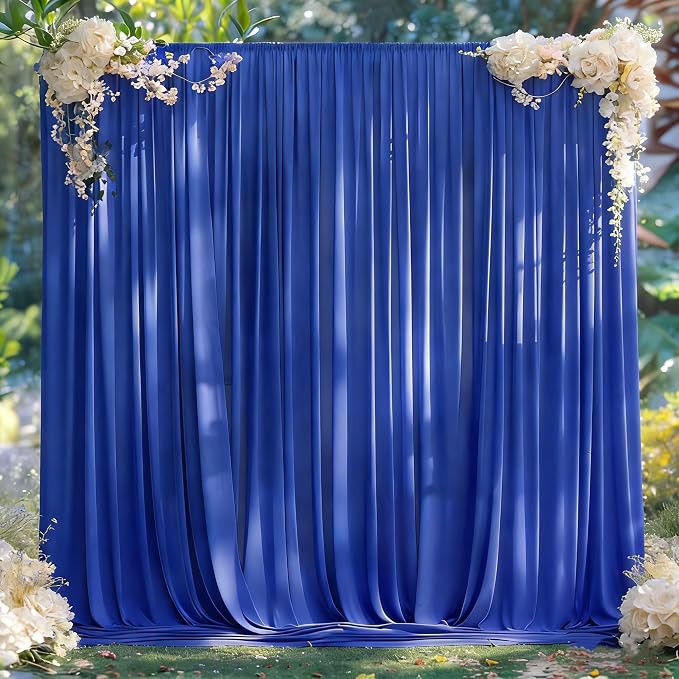 MEETSKY Royal Blue Backdrop Curtains for Parties Blue Curtains Photography Backdrop Drapes for Wedding Birthday Party Baby Showers Rod Pocket Home Sliding Door Decoration, 5ft x 7ft, 2 Panels