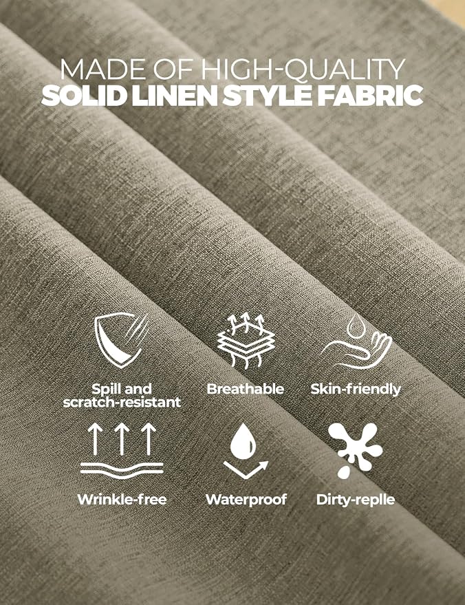 Decorelia Faux Linen Tablecloth for Dining Room, 60 x 144 Inch (12-14 Seats), Natural