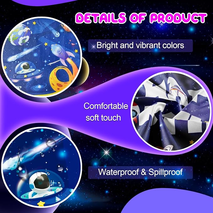 Space Birthday Party Decorations, 16 Guests Outer Space Birthday Tableware Set Outer Galaxy Party Plates Solar System Tablecloth Astronaut Balloons etc Space Astronaut Party Decorations