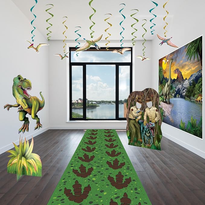 Beistle Dinosaur Tracks Floor Runner Dino Theme Party Decorations, Indoor/Outdoor Use