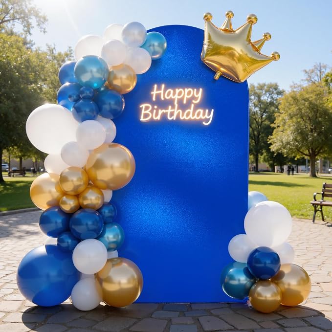 Shimmer Royal Blue Arch Backdrop Cover 7.2FT with Zipper,Thick Soft Stretchy Sequin Glitter Spandex Fitted Chiara Cover for Birthday Baby Shower Graduation Party Photo Backdrop