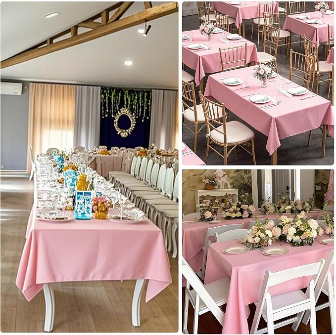 8 Packs Pink Tablecloth 60x102 Inch Rectangular Table Cloth for 6 Foot Rectangle Tables, Wrinkle Resistant Polyester Tablecloth Washable Table Covers for Wedding Party Buffet Dining