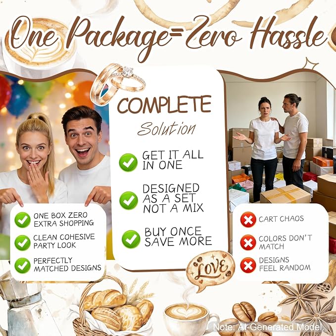 316 pcs Love Is Brewing Bridal Shower Decorations, All-in-One Bridal Shower Decor Set for 25 Guests with Balloon Arch, Bridal Veil, Tablecloth, Backdrop, Cake Topper, Thick Plates and Photo Props