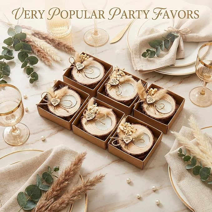 100 Pcs Wooden Tealight Candle Holder - Rustic Wedding Candles Favors, Bulk Wedding Party Thank You Gift & Souvenirs for Guests